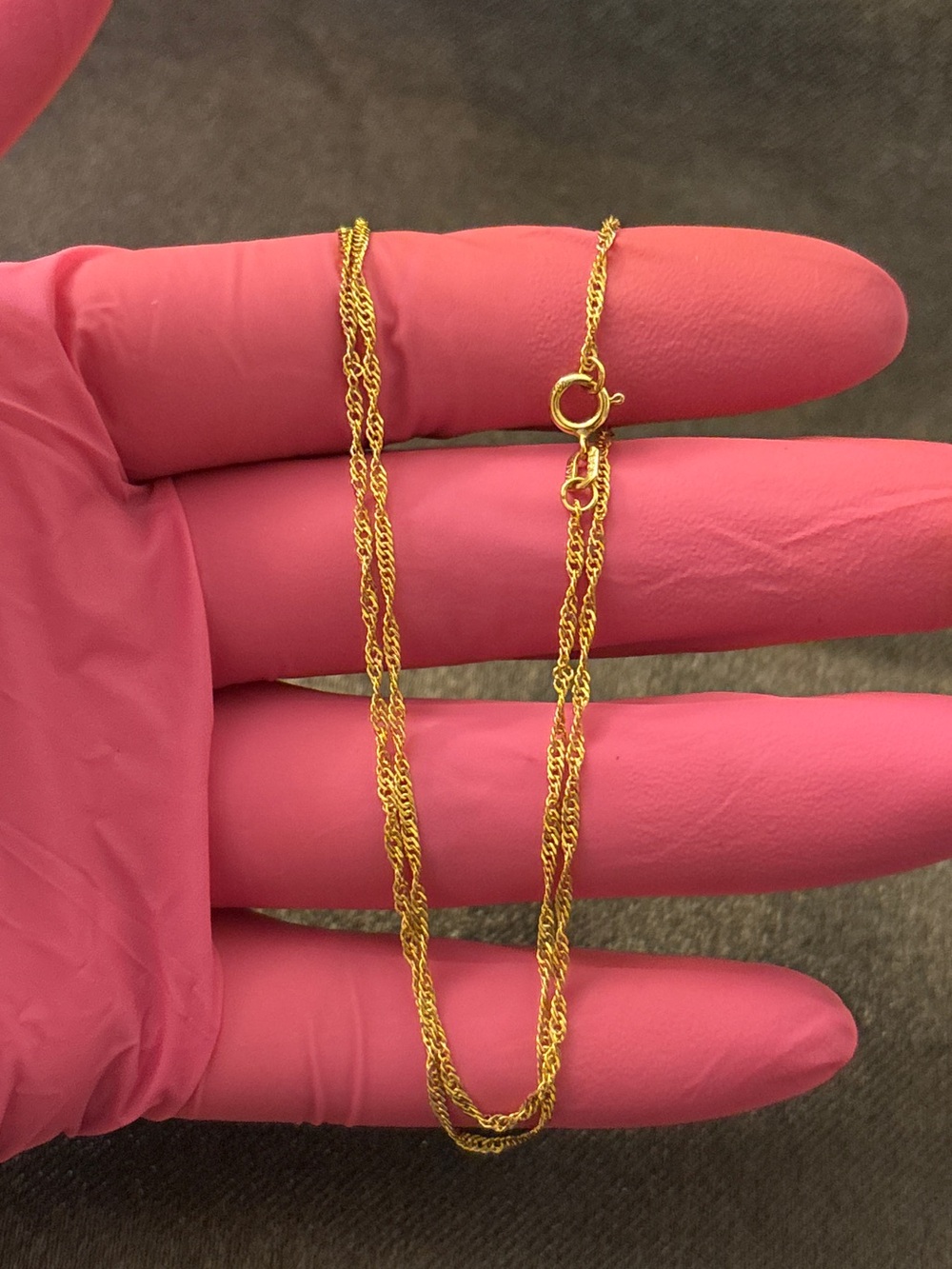1.5mm Real 10k Solid Gold Twist Chain 22”